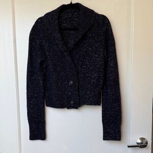COS Marled Navy and White Knit Cardigan
